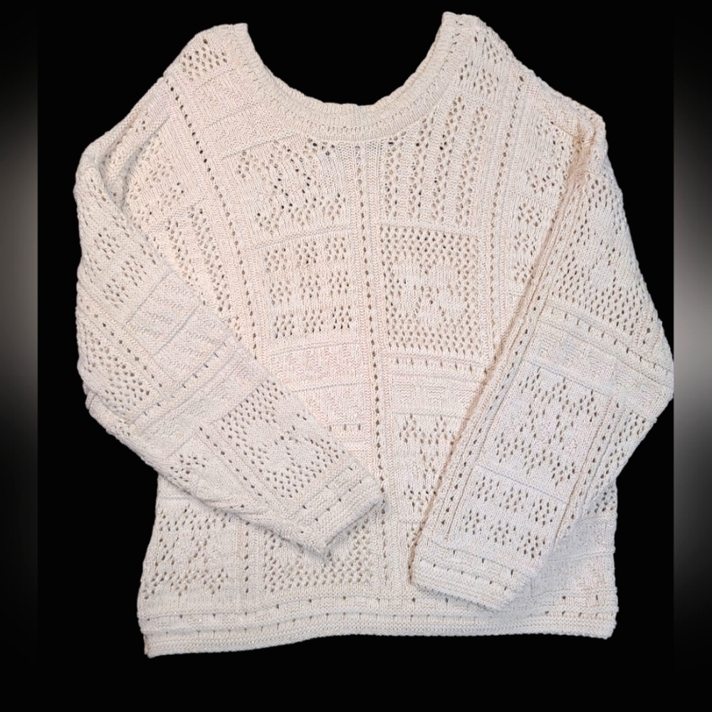 Helium Vintage Oversized Sweater Cream And Gold 100% Cotton Size Small